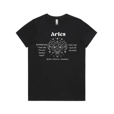 Aries Zodiac white print - AS Colour Womens Maple Tee - AS Colour Womens Maple Organic Tee 3 Thumbnail