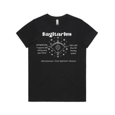 Sagitarius Zodiac white print - AS Colour Womens Maple Tee - AS Colour Womens Maple Organic Tee 10 Thumbnail