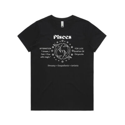 Pisces Zodiac white print - AS Colour Womens Maple Tee - AS Colour Womens Maple Organic Tee 12 Thumbnail