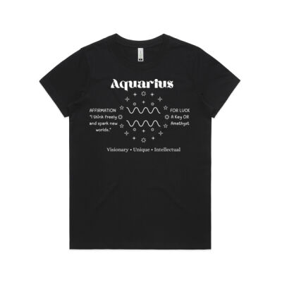 Aquarius  Zodiac white print - AS Colour Womens Maple Tee - AS Colour Womens Maple Organic Tee 13 Thumbnail