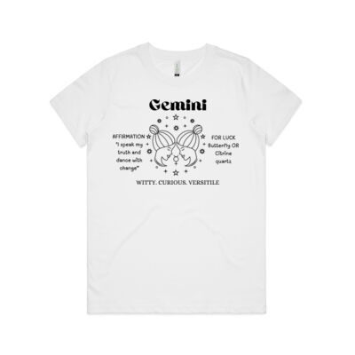 Gemini Zodiac Black print - AS Colour Womens Maple Tee - AS Colour Womens Maple Organic Tee Thumbnail
