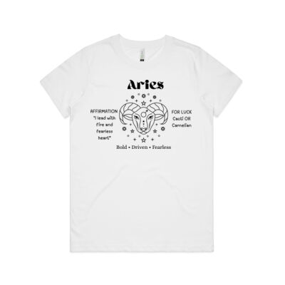 Aries Zodiac Black print - AS Colour Womens Maple Tee - AS Colour Womens Maple Organic Tee 3 Thumbnail