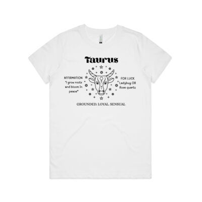 Taurus Zodiac Black print - AS Colour Womens Maple Tee - AS Colour Womens Maple Organic Tee 4 Thumbnail
