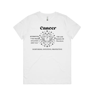 Cancer Zodiac Black print - AS Colour Womens Maple Tee - AS Colour Womens Maple Organic Tee 2 Thumbnail