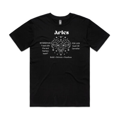Aries Zodiac white print- Mens staple Minus Tee- AS Color Thumbnail
